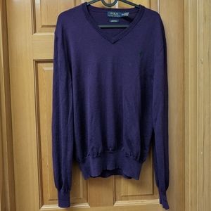 Polo Ralph Lauren Purple V-Neck Merino Wool Pullover (Medium)